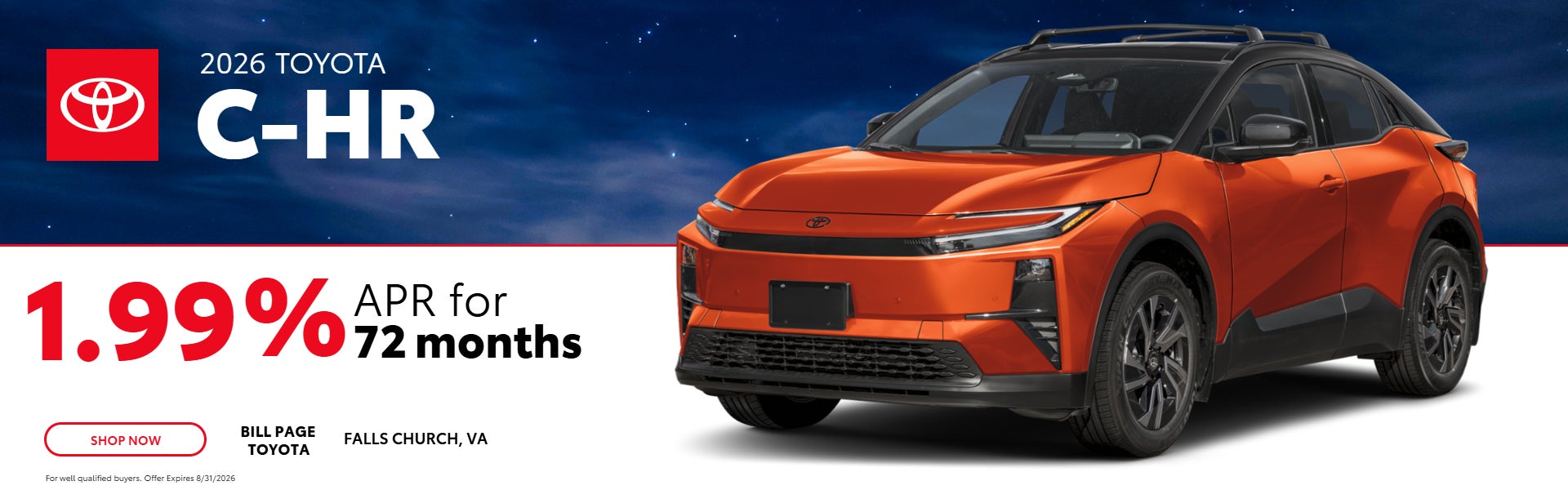 2026 Toyota C-HR 1.99% APR for 72 months